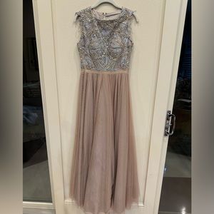 Stunning elegant sleeves champagne gown